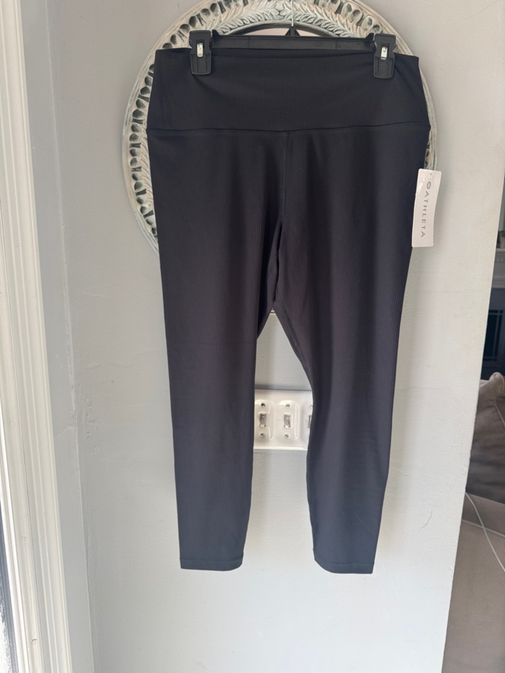 Athleta Black Ribbed High-Rise Leggings